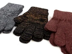 Mikk-line black mix glitter fingervanter uld/nylon (3-pak)